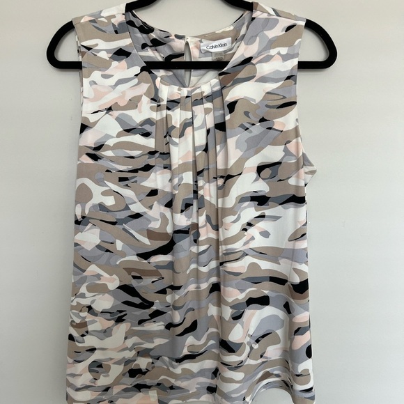 Calvin Klein Women's Camouflage Sleeveless Top - Neutral Tones Size XL - Picture 1 of 3